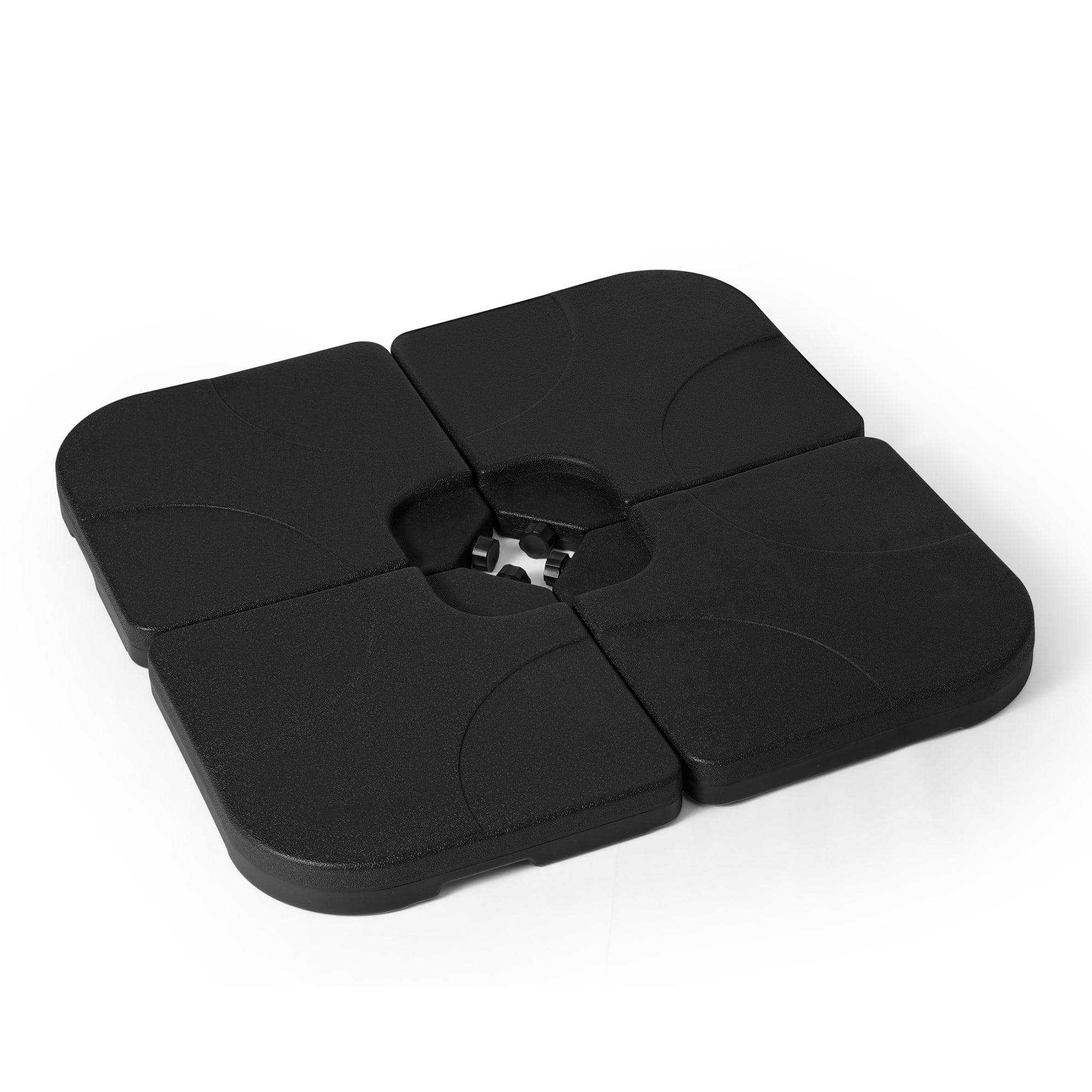 WestinTrends 4PC Universal Plastic Fillable Offset Cantilever Umbrella Base Stand Weights for Outdoor Patio Heavy Duty UV Resistant, Black