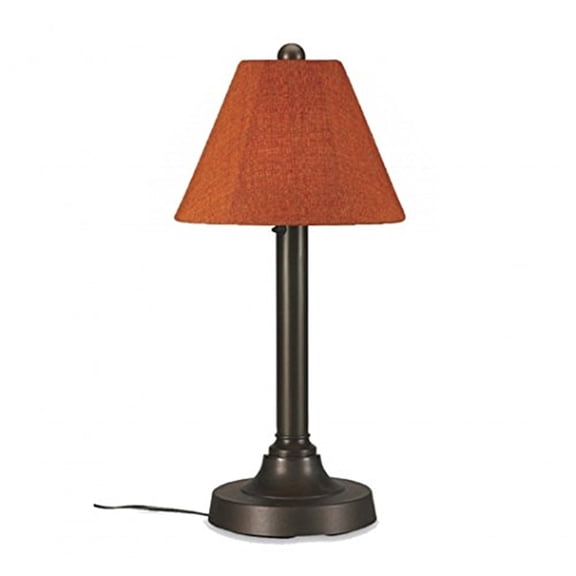 Patio Living San Juan 30" Table Lamp 38121 with 2" white body and canvas Aruba Sunbrella shade fabric-Color:Chili/Bronze