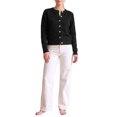 thumbnail image 2 of INSPIRE CHIC Women's Knit Cardigan Crew Neck Button Down Mixed Color Dot Long Sleeves Regular Fit Daily Vintage Sweaters Top X Large Black, 2 of 5