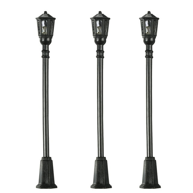 Modelo de metal 20 piezas Metal Parque patio faroles calles Modelmaking Hexagonal solo-cabeza de lámpara LED luces farola modelo alumbrado 3V DC Eccomum Modelo de metal
