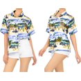 thumbnail image 3 of LA LEELA Button Down Shirt for Women Summer Beach Blouse Shirt Hawaiian T-Shirt Blouses Short Sleeve Tropical Vacation Dress Shirts Tops for Women XL Hula Party, Blue, 3 of 4