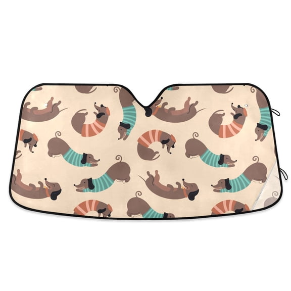 ALAZA Cute Dachshund Pattern Car Windshield Sun Shade Foldable UV Ray Sunshade Visor Protector 55 x 27.6in