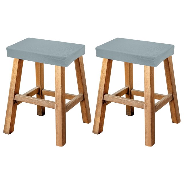 Funda de Taburete Bar Uxcell Rectangular, Funda de Asiento Lavable y Elástica para Barra de Vanity con Banda Elástica para Silla de Banco de Madera o Metal (Gris Claro, 2 Piezas)