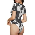 thumbnail image 3 of Haiem Black And White Sheeps Women's Crew Neck Short Sleeve Bodysuit Tops Stretchy Slim Basic-Medium, 3 of 8