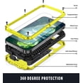 thumbnail image 3 of Case for iPhone 15,Military Grade 3 in 1 Metal Full-Body Rugged Stylish Kickstand Protective Case with Built-in Screen Protector Phone Case for iPhone 15,6.1 inch 2023 (Yellow), 3 of 17