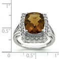 thumbnail image 2 of Primal Silver Sterling Silver Rhodium-plated Diamond and Checker-Cut Whiskey Quartz Ring, 2 of 4