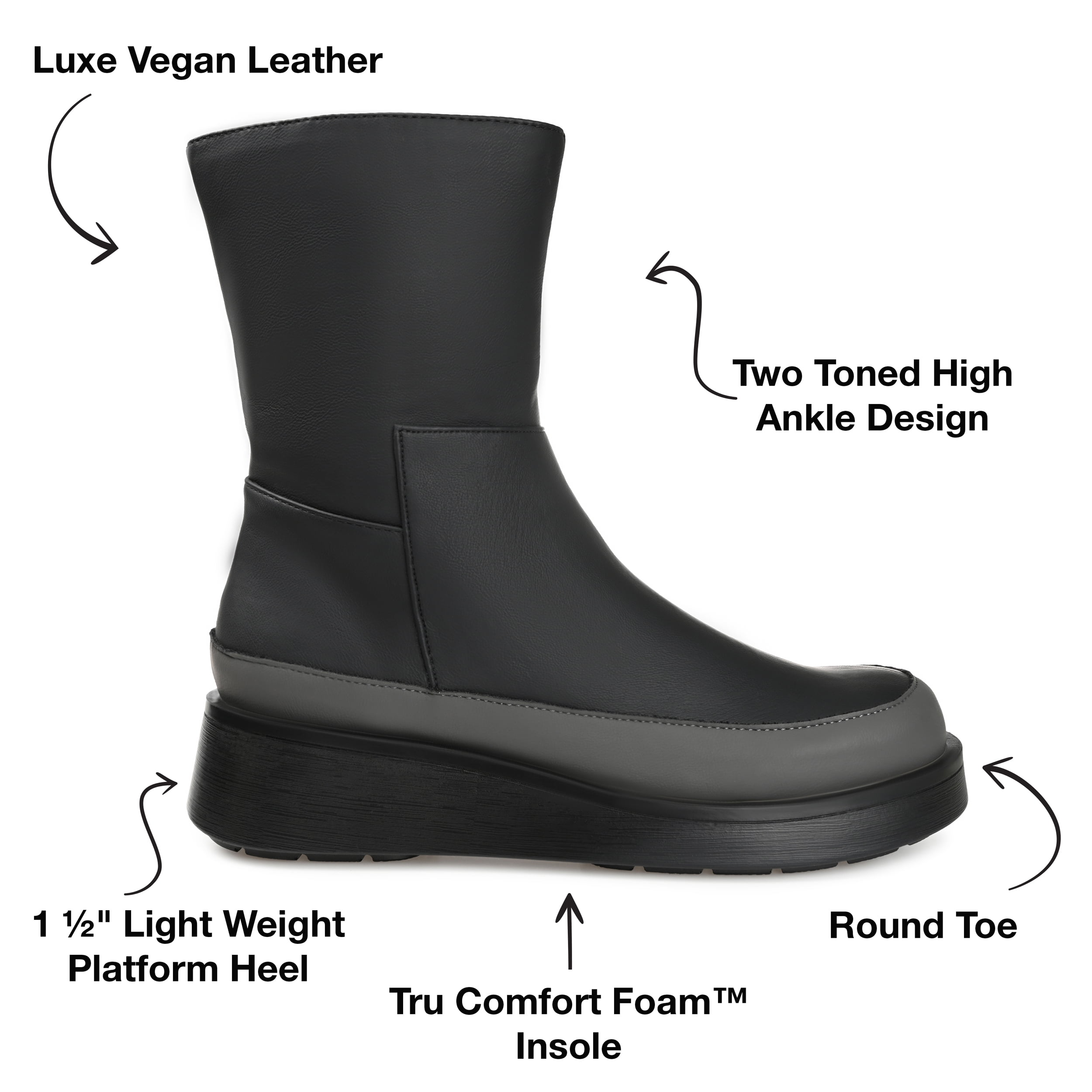 Journee Womens Cristen Inside Zip Platform Booties