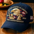thumbnail image 3 of Eagle and Liberty United States 250th Anniversary Hat, Adjustable Bald Eagle Printed Patriotic Baseball for Men Women Multi,Available in a variety of colors, 3 of 7