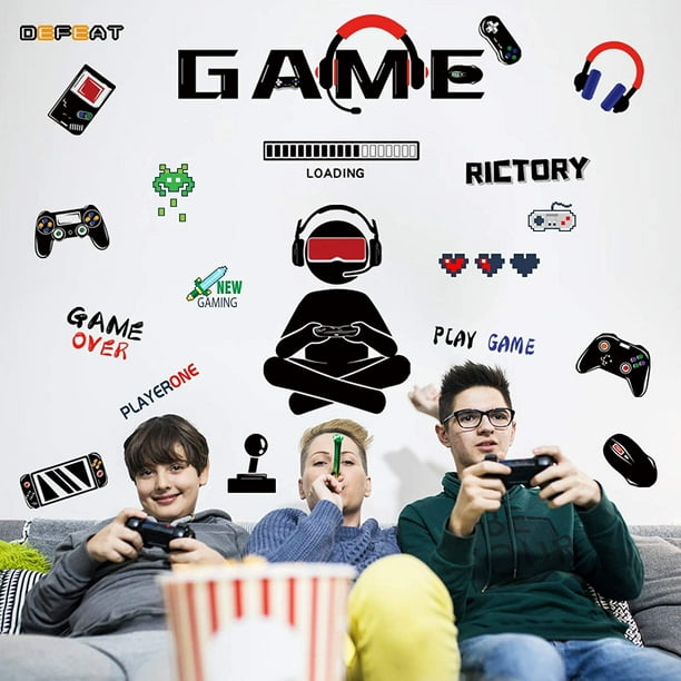 Vidéo Jeu Gaming Gamer Mur Art Décor Autocollant Vinyle Stickers Muraux  Pour Les Garçons Chambre