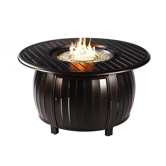 Aluminum 44-in Round Propane Fire Table with Beads, Covers and Lid