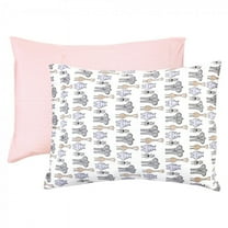 Hudson Baby Infant Girl Cotton Toddler Pillow Case, Pink Safari, One Size