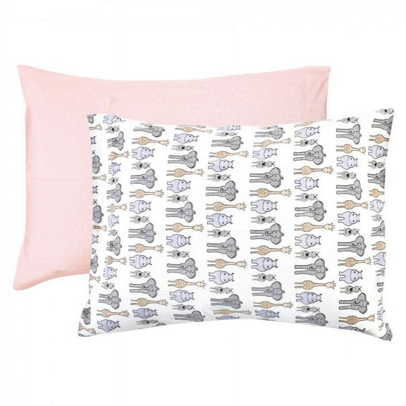 Hudson Baby Infant Girl Cotton Toddler Pillow Case, Pink Safari, One Size