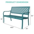 thumbnail image 2 of Grand Patio Teal Outdoor Bench, Decorative Metal Garden Patio Seat, Turquoise, 2 of 9