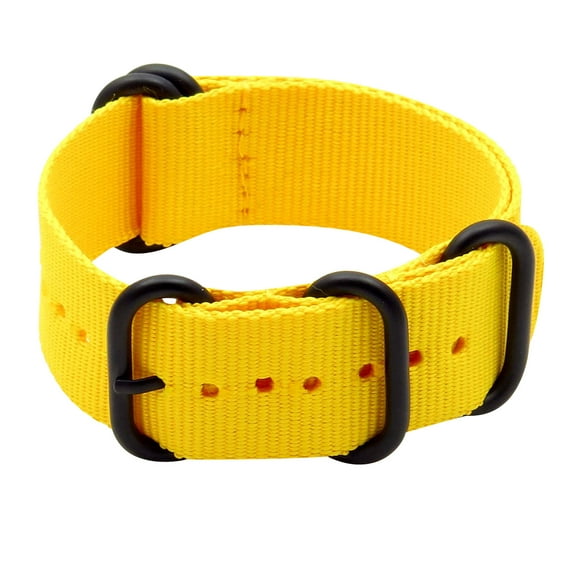 StrapsCo Nylon 5 Ring One-Piece Watch Strap with Matte Black Hardware