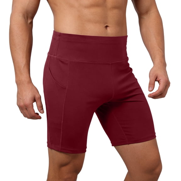 Gyexs Mens Cycling Shorts - Gym Shorts Men, Workout Gym Shorts for Basketball Hiking 9 Inch Inseam Wine, Size XL