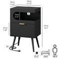 thumbnail image 2 of Mesita de noche moderna Nightstand Veegle con cajón de almacenamiento, color negro, 2 of 9