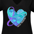 thumbnail image 4 of Inktastic Suicide Prevention Awareness Purple and Teal Heart Ribbon Women's Plus Size V-Neck T-Shirt, 4 of 5