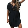 thumbnail image 2 of Rigardu swimsuit coverup for womenswim cover up for women Womens Swimsuit Coverup Lace Crochet V Neck Bathing Suit Cover Up Dress Beach Cover Ups for Swimwear Black + 3XL, 2 of 6