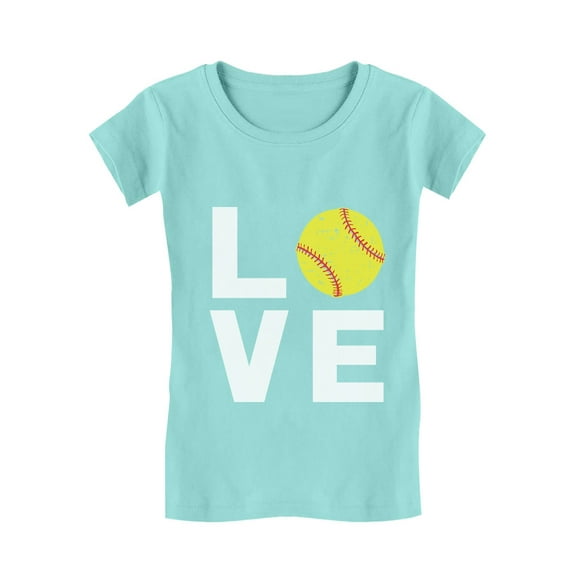 Tstars Love Softball Kids T-shirt - Ideal Birthday Gift for Young Softball Fans - Perfect for Sports Activities & Birthday Celebrations - Youth Softball Enthusiast Apparel - XL (11-12) Chill Blue