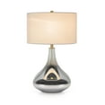 thumbnail image 3 of Evelyn&Zoe Mirabella 25" Modern Glass Table Lamp with White Drum Fabric Shade, 3 of 8