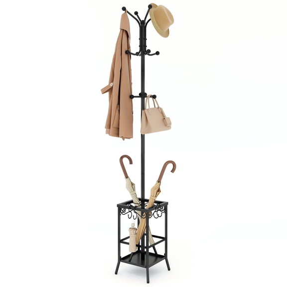 Coat Rack Freestanding, Coat Tree with Umbrella Holder