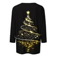 thumbnail image 3 of Christmas T Shirts for Women 3/4 Sleeve Holiday Graphic Tee Loose Casual Tops Xmas Party Outfit Pullover, 3 of 4
