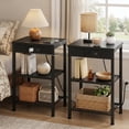 thumbnail image 2 of Sweetcrispy 3-Tier Side Table, Set of 2, with USB & AC Charging Station, Adjustable Shelves, Multi-Use for Living Room & Bedroom, Black, 2 of 8