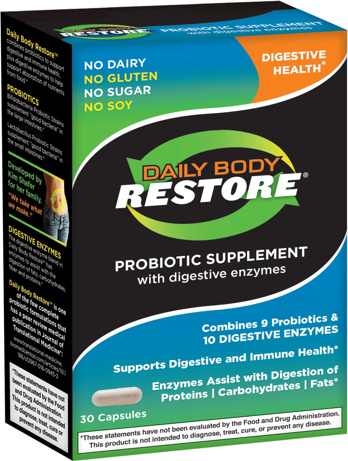 Daily Body Restore Probiotic Supplement Capsules with Digestive Enzymes