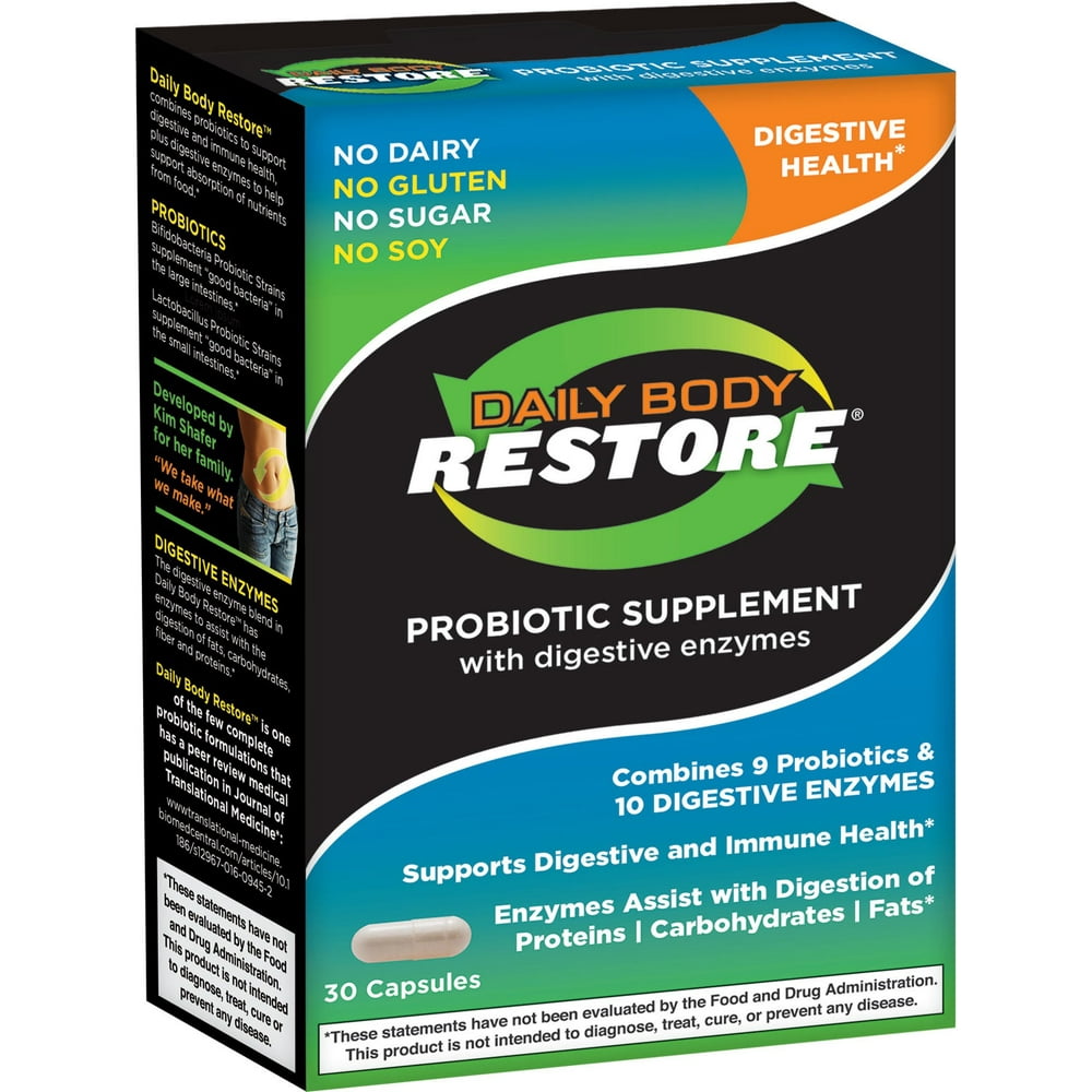Daily Body Restore Probiotic Supplement Capsules with Digestive Enzymes