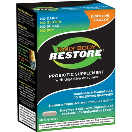 Daily Body Restore Probiotic Supplement Capsules with Digestive Enzymes 30