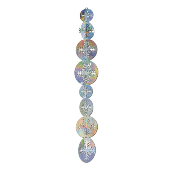 Party Central Club Pack of 12 Blue and Gold 3D Prismatic Snowflake Christmas Garlands 3.5'