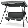 thumbnail image 4 of VIVOHOME 3 Seat Porch Swing Chair with Converting Canopy&Removable Cushion, Cushioned Steel Frame Porch Canopy Swing Chair, Swing Glider Hammock for Patio, Garden, Gray, 4 of 12