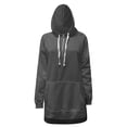thumbnail image 4 of BODOAO Women Oversized Hoodie Dress Pullover Winter Kangaroo Pocket Split Hem Sweatshirt Fall Tops Casual Loungewear Solid Warm Zipper Sweatshirt Pullover Long Sleeve Pocket Sweatshirt Tops Grey 3Xl, 4 of 5