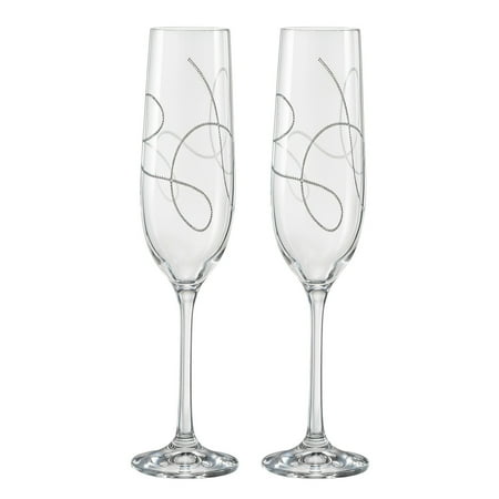 

Majestic Gifts Inc Set/2 Toasting Flutes w/etched String Design-6.5oz.