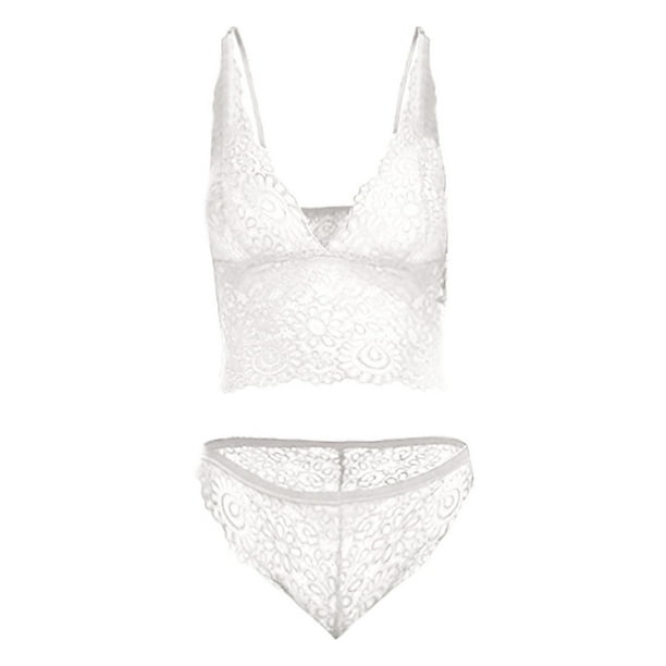 Gibobby Conjuntos de bragas de encaje Encaje Bra Body Encaje Sexy Conjunto Lenceria Bralette Panty Mujeres Intimos Blanco M Walmart en linea