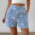 thumbnail image 2 of Kvture Women's Floral Jacquard Shorts High Waisted Boho Summer Shorts with Pocket Sky Blue L, 2 of 7