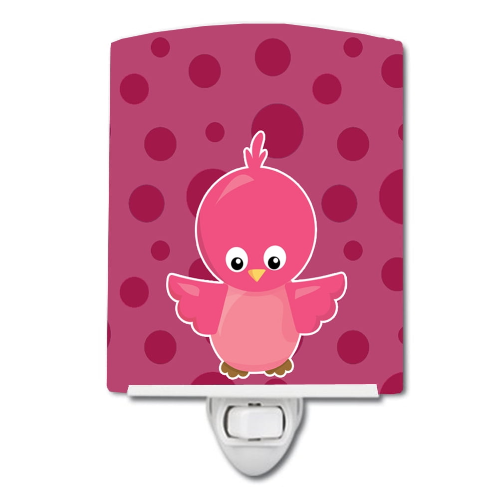 Carolines Treasures Bird Polka Dots Ceramic Night Light Pink 6 x 4