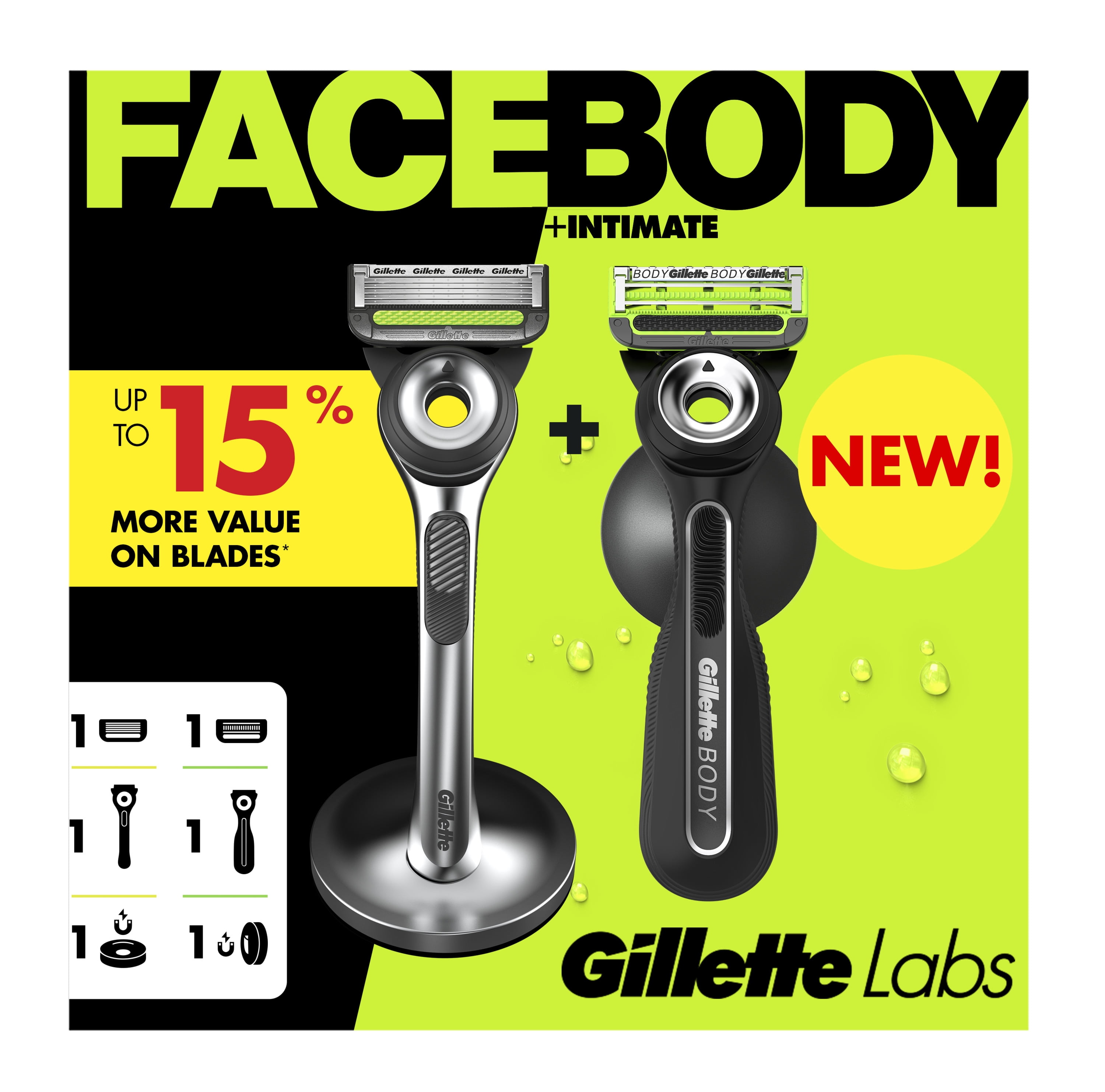 Gillette Labs Heated Shaver Kit for Men - 1 Razor Handle, 2 Blade