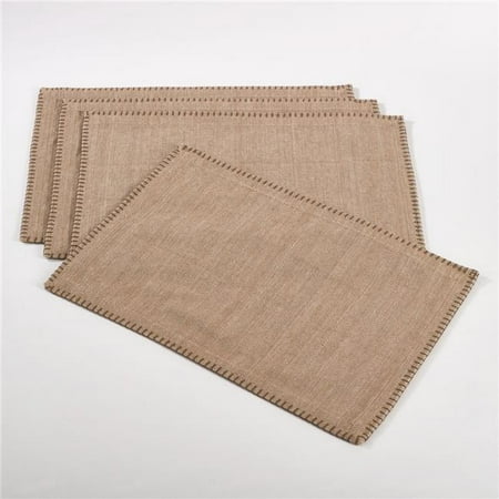 

SARO 793.N1319B 13 x 19 in. Rectangular Whip Stitched Design Placemat - Natural Set of 4