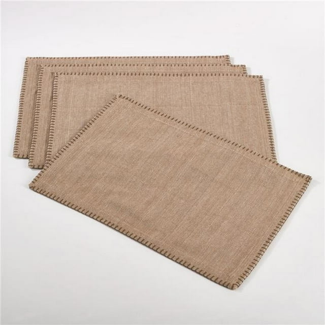 SARO 793.N1319B Ensemble de 4 Napperons Rectangulaires Design Fouetté - Naturel