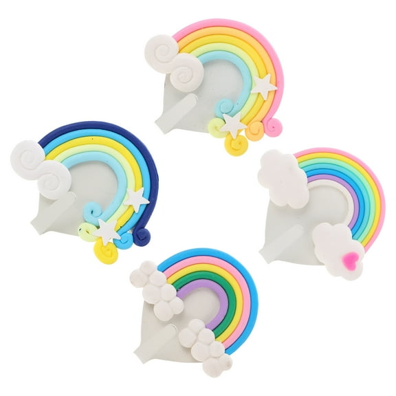 4 Pcs Rainbow Design Hanger Multi-function Hook Backpack Keychains for Girls Wall Mounted Coat Hooks Decorative Sundries Heart Polymer Clay Iron Office