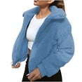 thumbnail image 2 of Homenesgenics Winter Jackets for Women Plus Size under $10.00 Women's Fashion Winter Warm Plush Zipper Solid Color Long Sleeve Coat Blue XL, 2 of 6