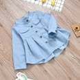 thumbnail image 5 of LYMAYTER Kids Baby Girls Denim Ruched Long Sleeve T-Shirt Tops Toddler Spring Autumn Dress for 3-12 Years Fashion Cowboy Outwear, 5 of 9