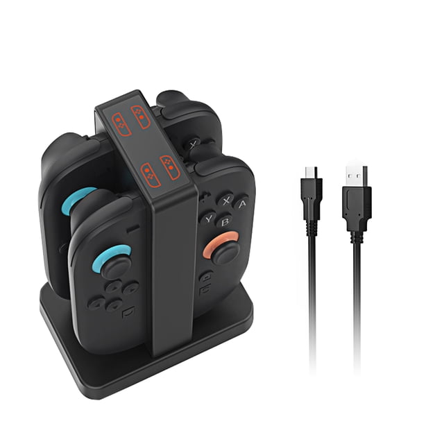 YUOY Cargador para Nintendo Switch 2 Joy-Con – Cargador de controladores Switch 4 en 1 con indicadores LED y alarma de zumbador