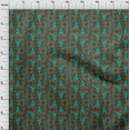 thumbnail image 3 of oneOone Silk Tabby Fabric Leaves & Floral Block Printed Fabric 1 Yard 42 Inch Wide, 3 of 4