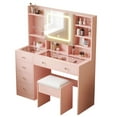 thumbnail image 5 of Ktaxon Large 47.2" Makeup Vanity with 3 Color Lights, Dressing Table with USB Charging Station, Light Pink, 5 of 12