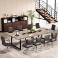 thumbnail image 4 of 8FT Large Conference Table For 10 People Industrial Rectangular Meeting Table With 2 Cable Grommets Sturdy MDF Metal Frame For Home Office Studio Business (Mocha Brown 2PC), 4 of 9