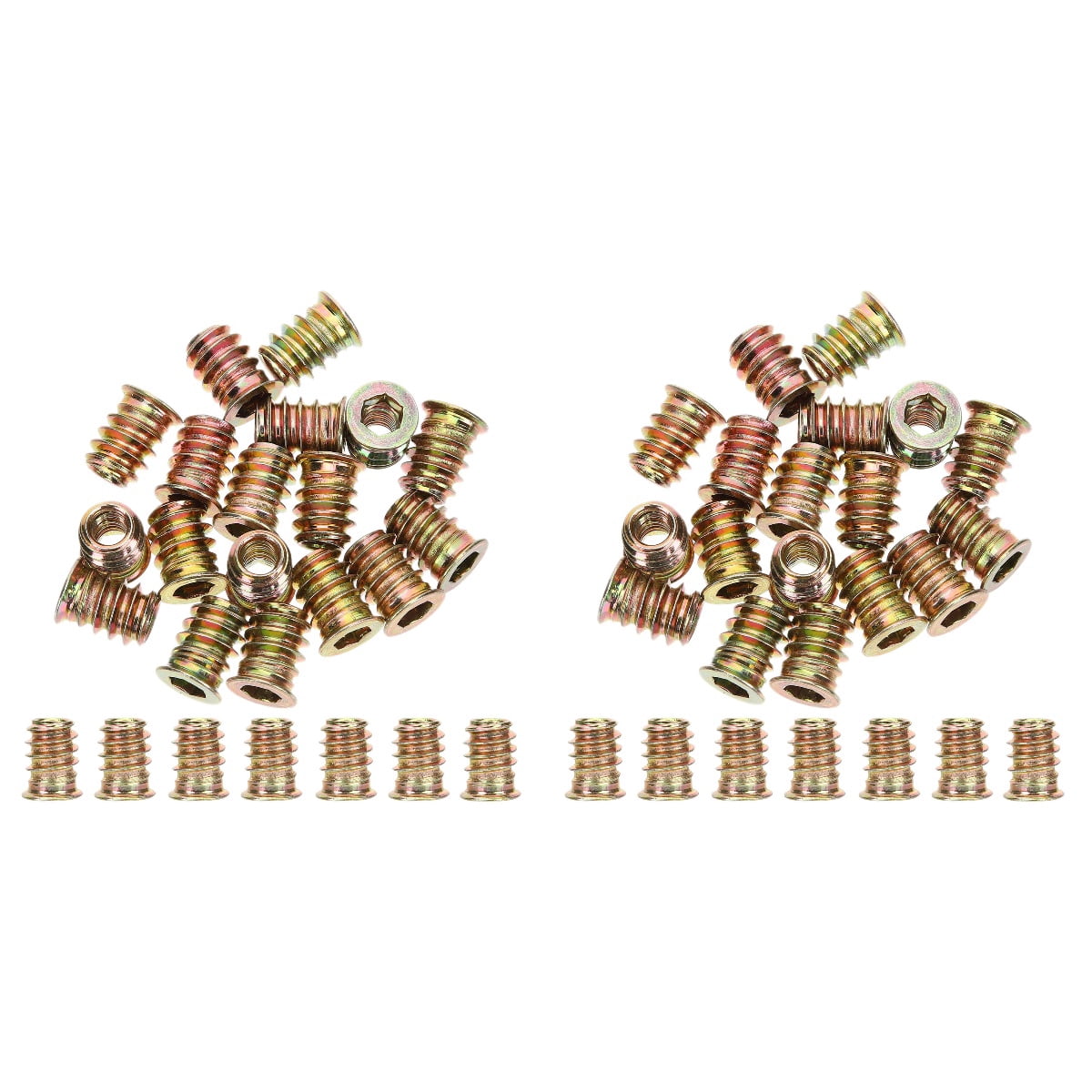 HOMEMAXS 200 pcs  Embedment Nut Threaded Wood Insert M6x15 Furniture Screw In Nut Fastener