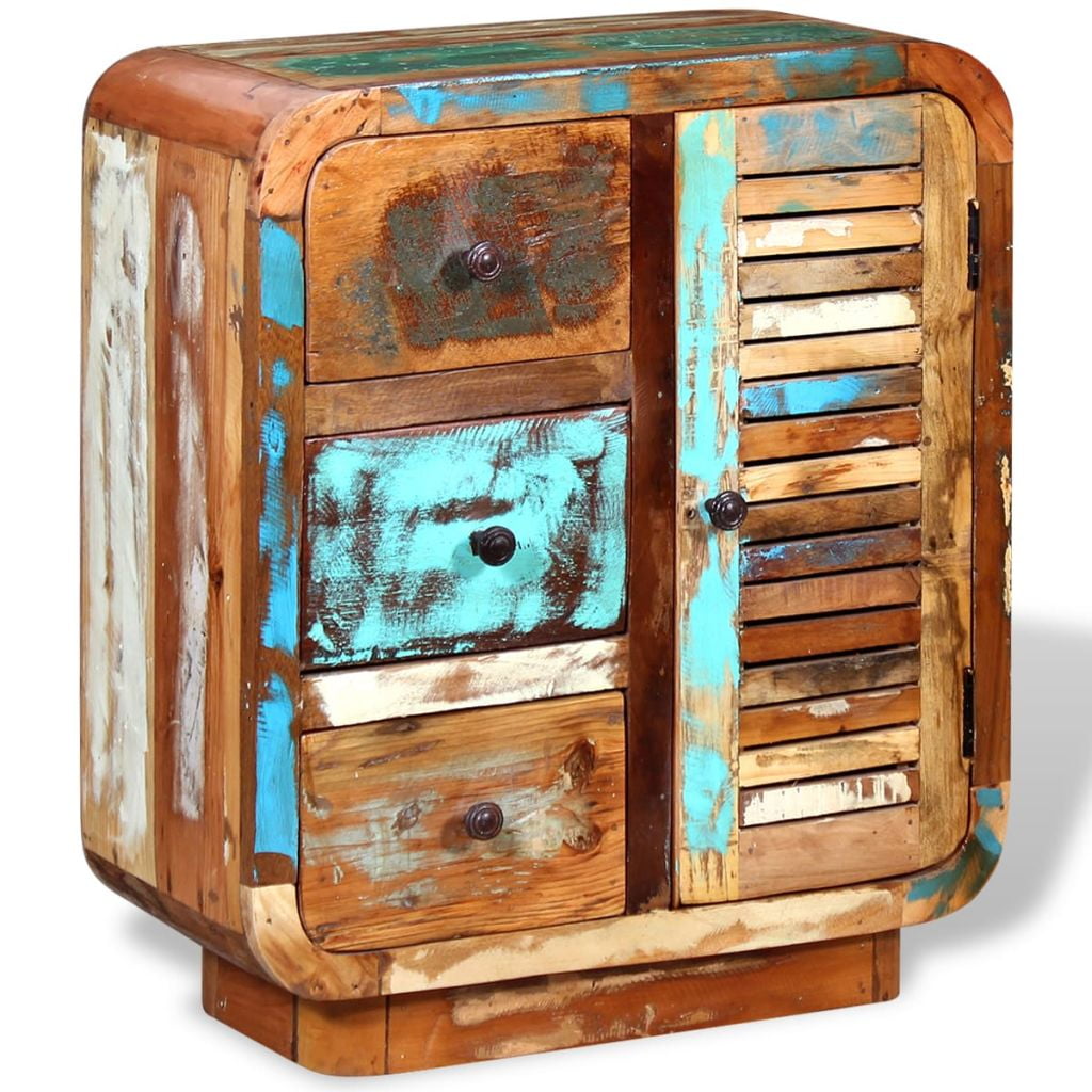 Solid Reclaimed Wood Sideboard, Antique Retro Highboard Console Cabinet