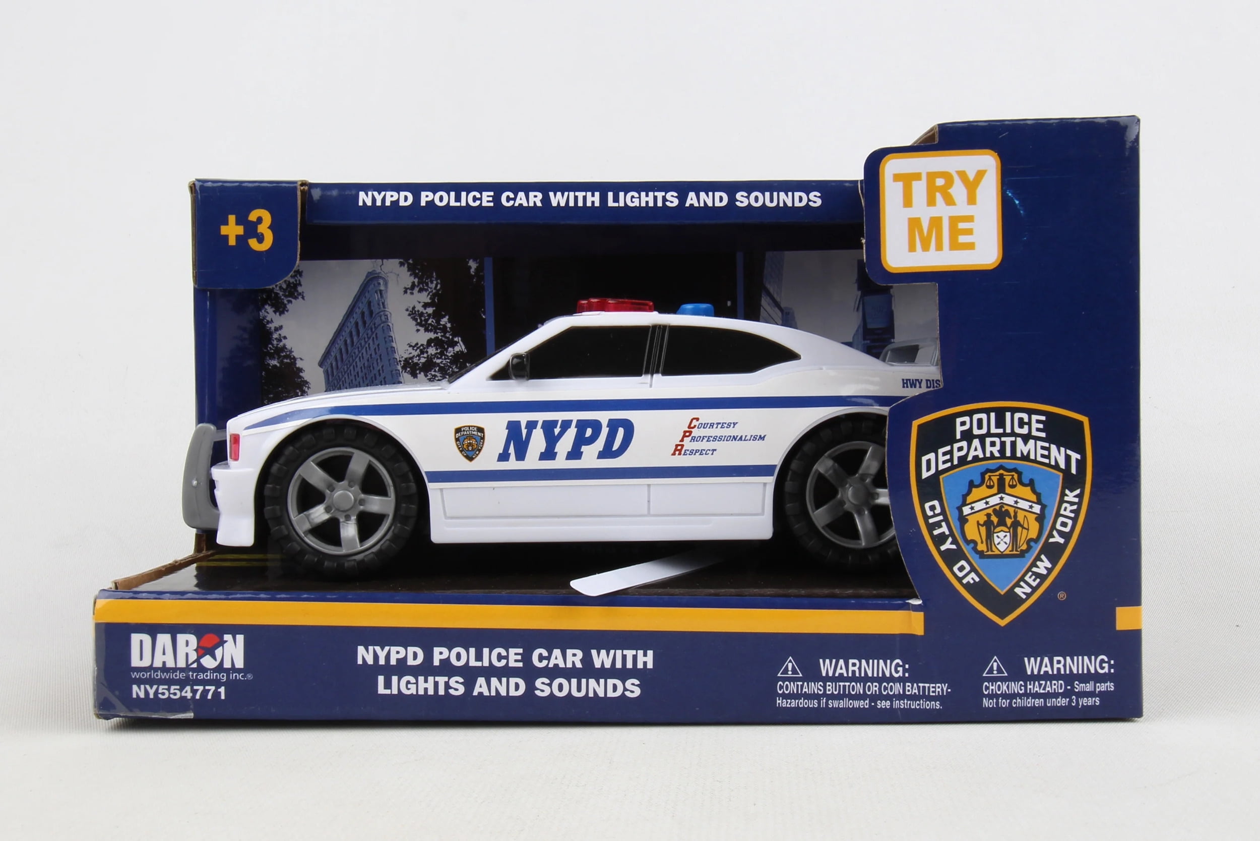 3 Police 7 with Sound & Lights Trading Worldwide Daron Car NYPD x NY554771 in.